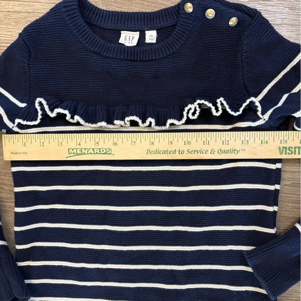 GAP Kids Navy and White Striped Dress Sz 10 Preppy Classic Sailorcore Cozy EUC‌